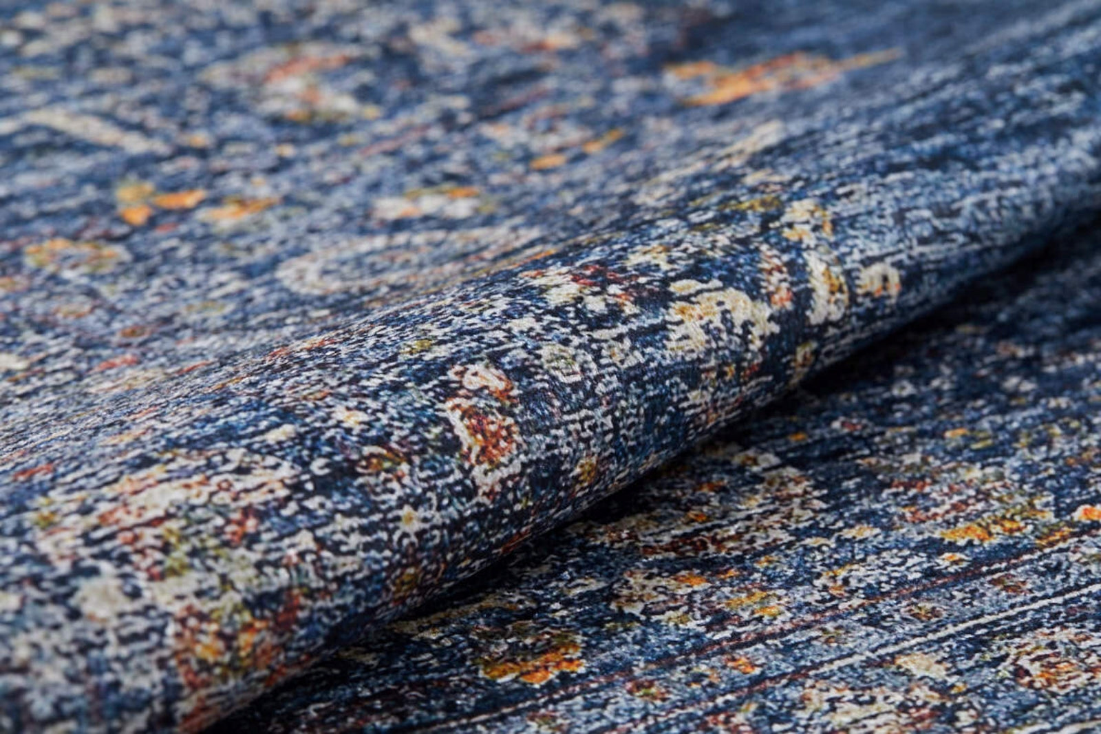 Blue Vintage Area Rug - Digital Print, Non Slip, Antibacterial Carpet for Living Room