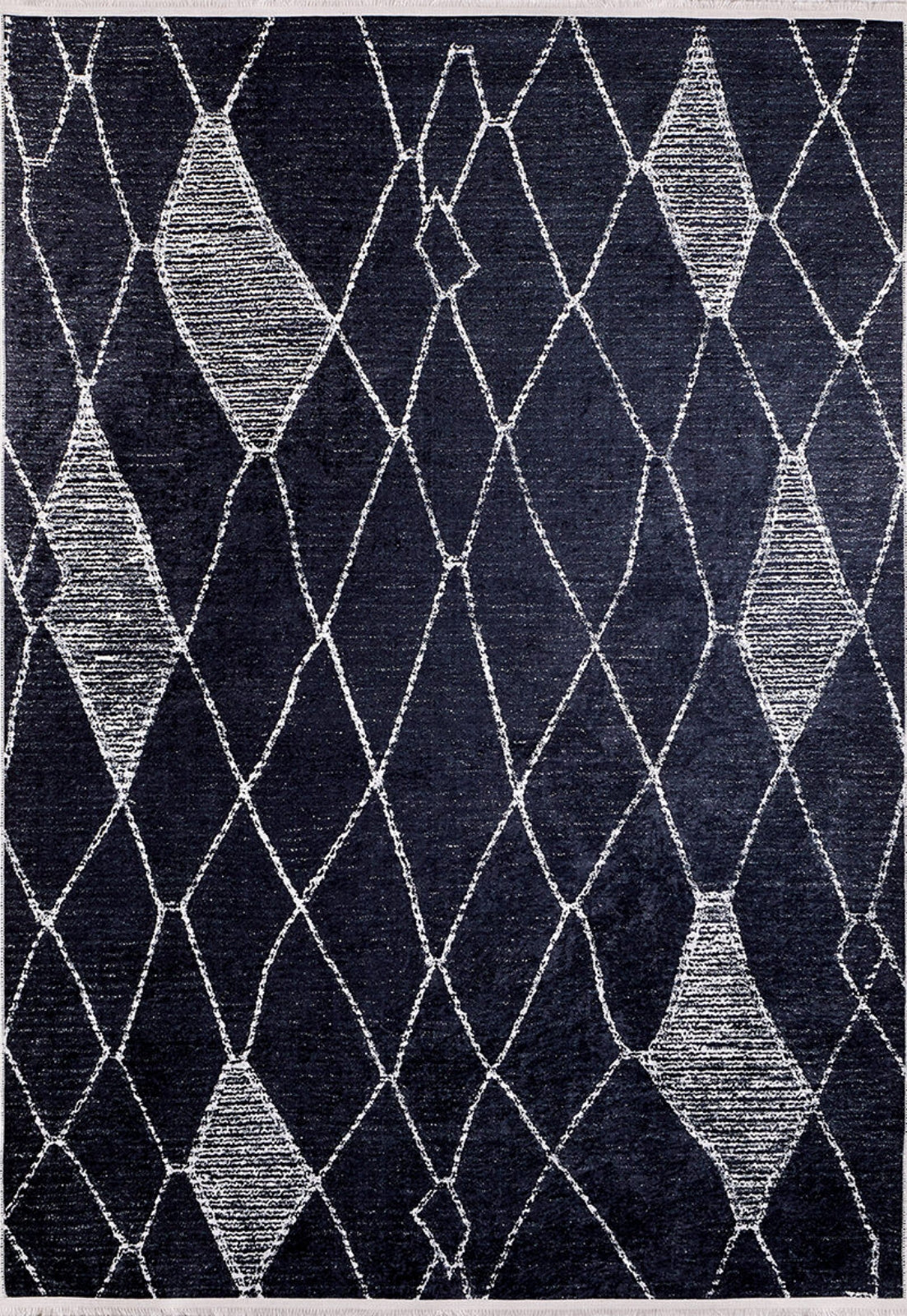 Black Geometric Area Rug - Modern Digital Print Carpet, Non Slip & Washable