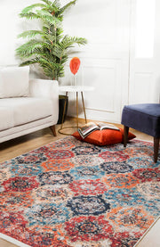 Orange Area Rug - Classic Style Rug With Modern Digital Print & Non Slip Backing