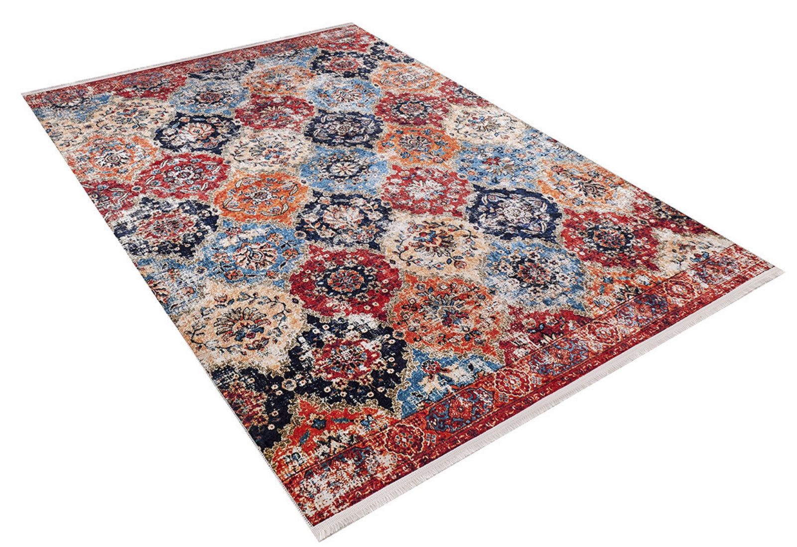 Orange Area Rug - Classic Style Rug With Modern Digital Print & Non Slip Backing