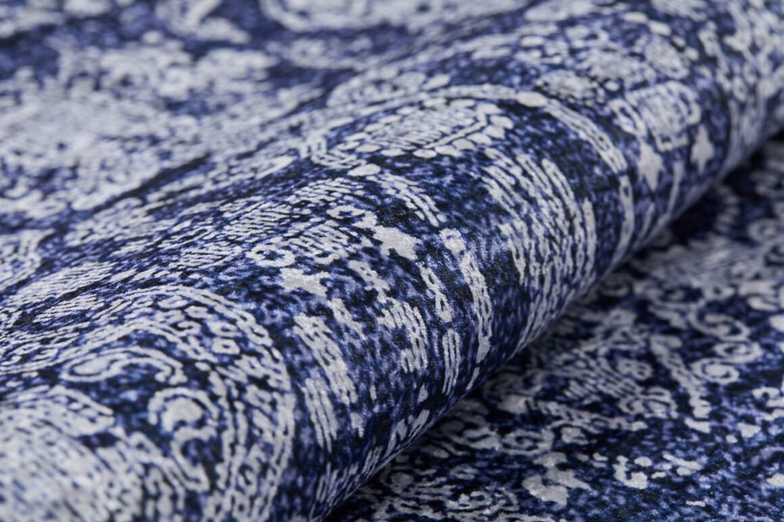Vintage Digital Area Rug – Navy Blue Non Slip Washable Carpet for Living Room