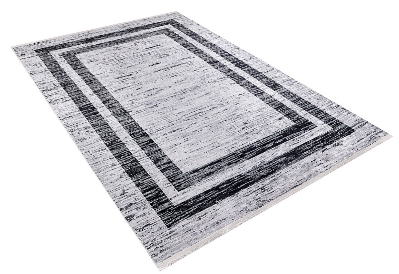 Grey Area Rug - Digital Print Frame Design Carpet | Non Slip Washable Floor Covering
