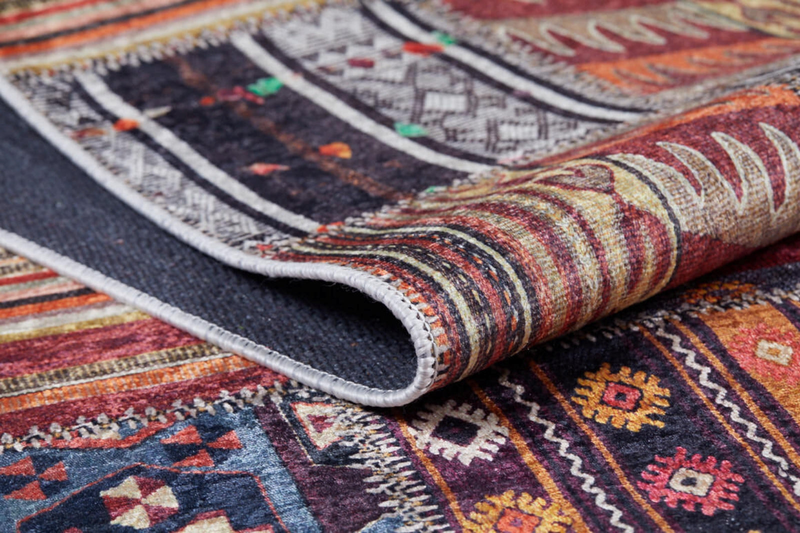Burgundy Patchwork Rug – Digital Print Area Rug | Non Slip, Antibacterial Carpet
