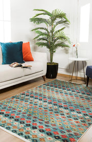 Green Floral Area Rug – Digital Print, Non Slip, Washable Home Carpet