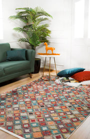 Orange Geometric Rug - Digital Print Area Rug | Non Slip, Antibacterial Carpet