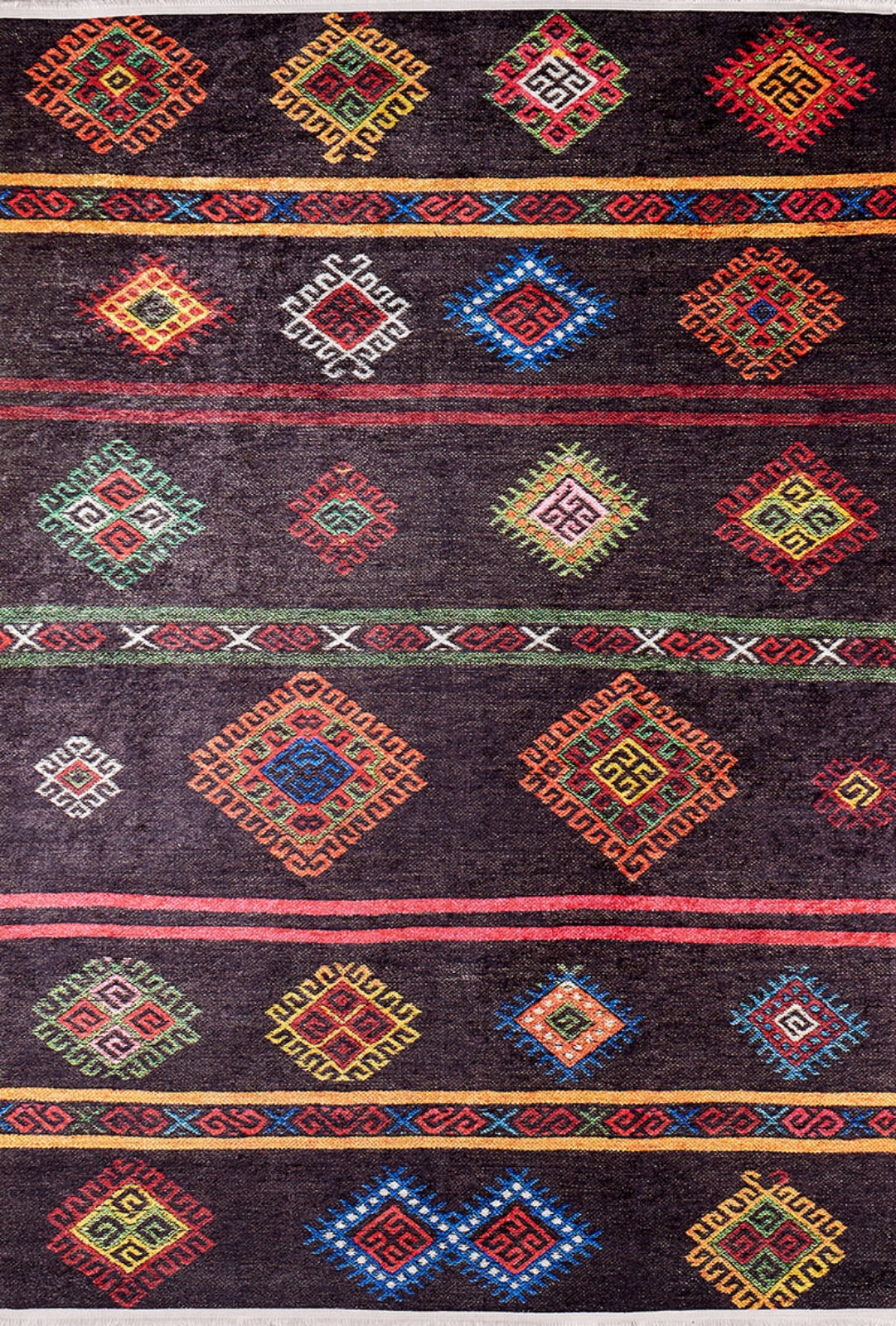 Geometric Area Rug - Brown Digital Print Rug with Non Slip & Antibacterial Features