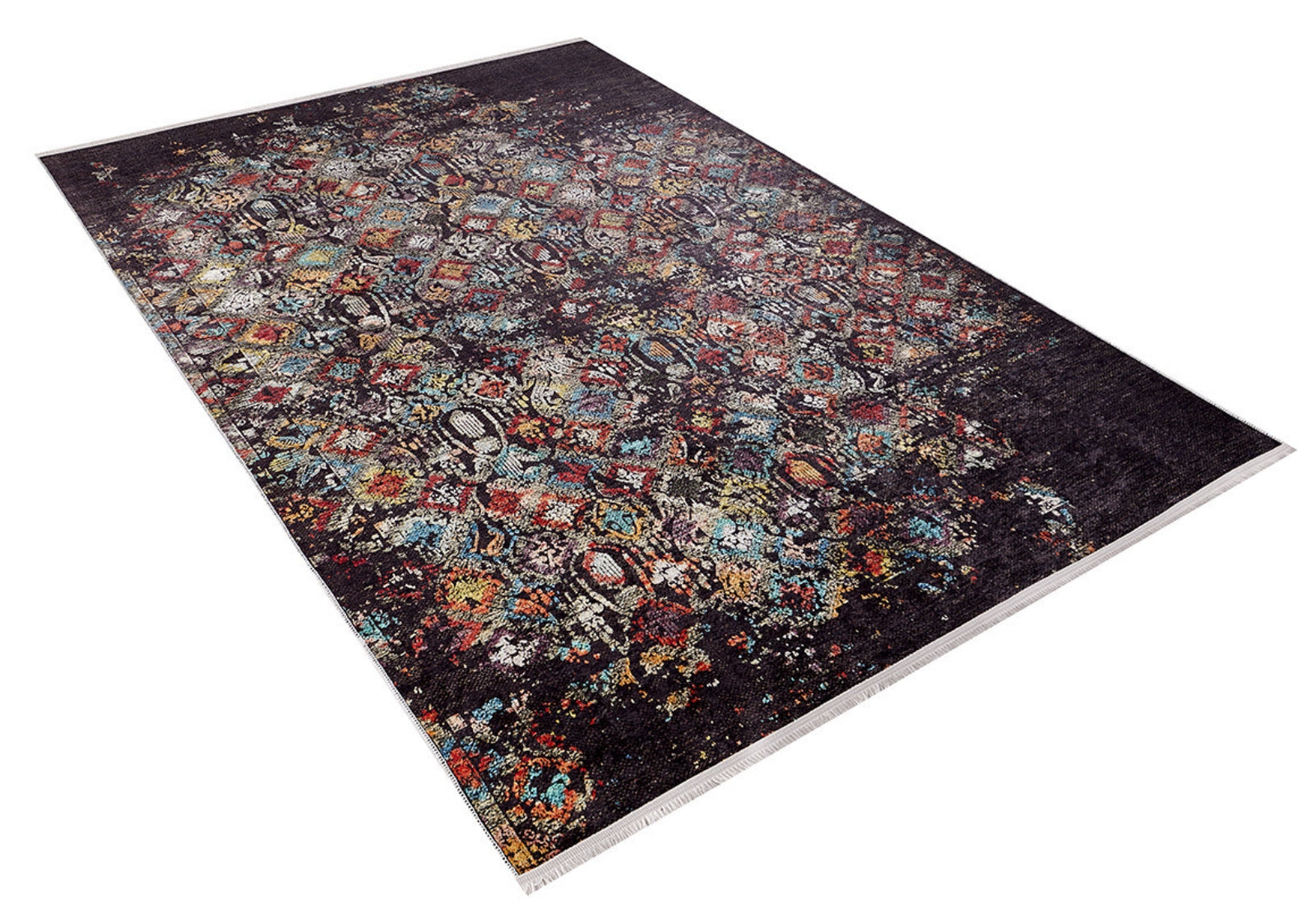 Vintage Area Rug - Brown Digital Print Carpet | Non Slip Washable Rug