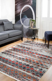 Grey Floral Area Rug - Digital Print Carpet | Non Slip, Antibacterial, Washable Floor Covering