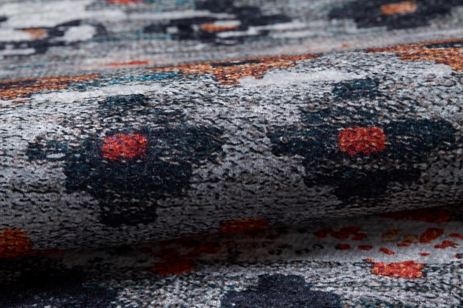 Grey Floral Area Rug - Digital Print Carpet | Non Slip, Antibacterial, Washable Floor Covering