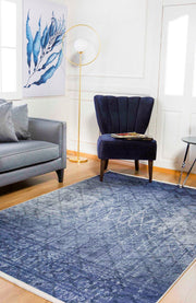 Modern Digital Area Rug - Blue Non Slip Antibacterial Carpet for Living Room