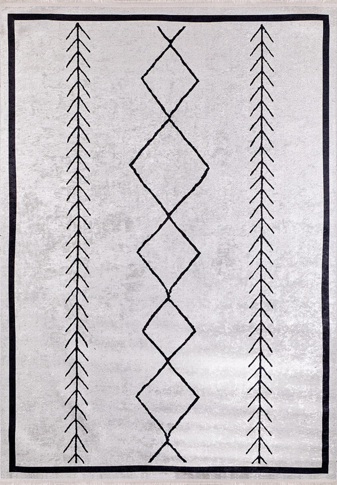 Geometric Area Rug – Grey Digital Print Carpet | Non Slip, Antibacterial, Washable