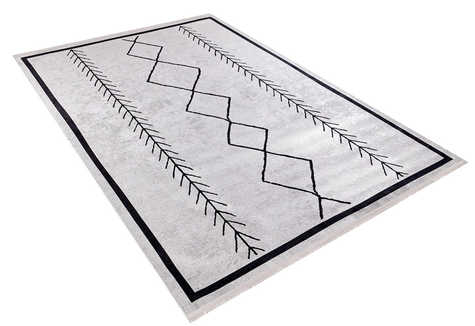 Geometric Area Rug – Grey Digital Print Carpet | Non Slip, Antibacterial, Washable
