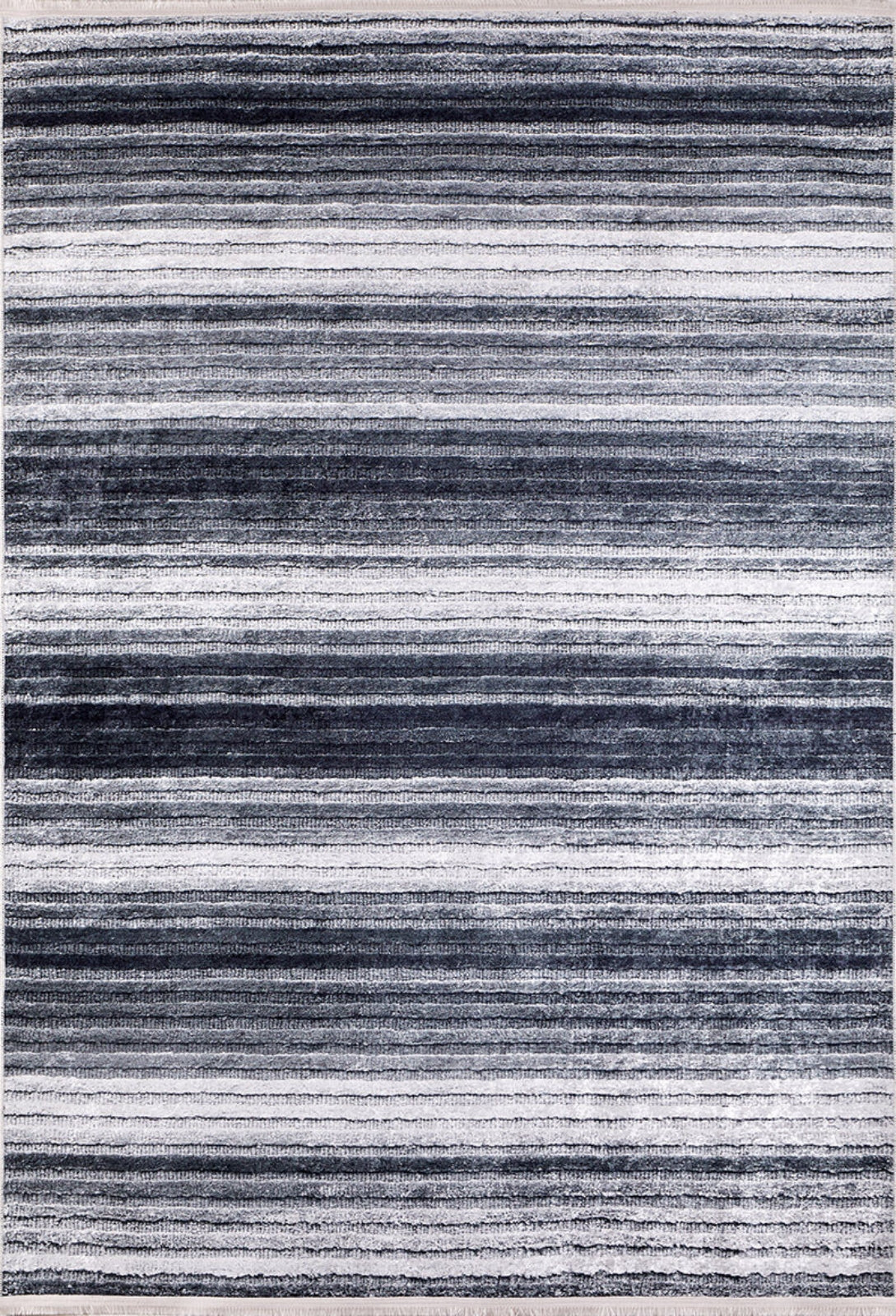 Anthracite Striped Rug - Digital Print Area Carpet, Non Slip & Antibacterial