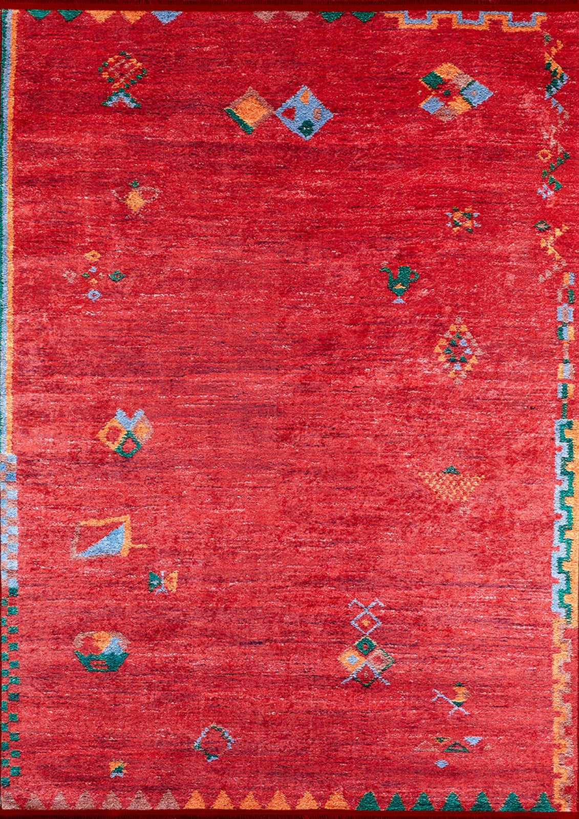 Modern Digital Area Rug - Red Area Rug with Non Slip Backing & Antibacterial Carpet