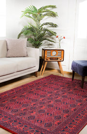 Classic Area Rug – Red Digital Print Rug With Antibacterial, Non Slip Backing