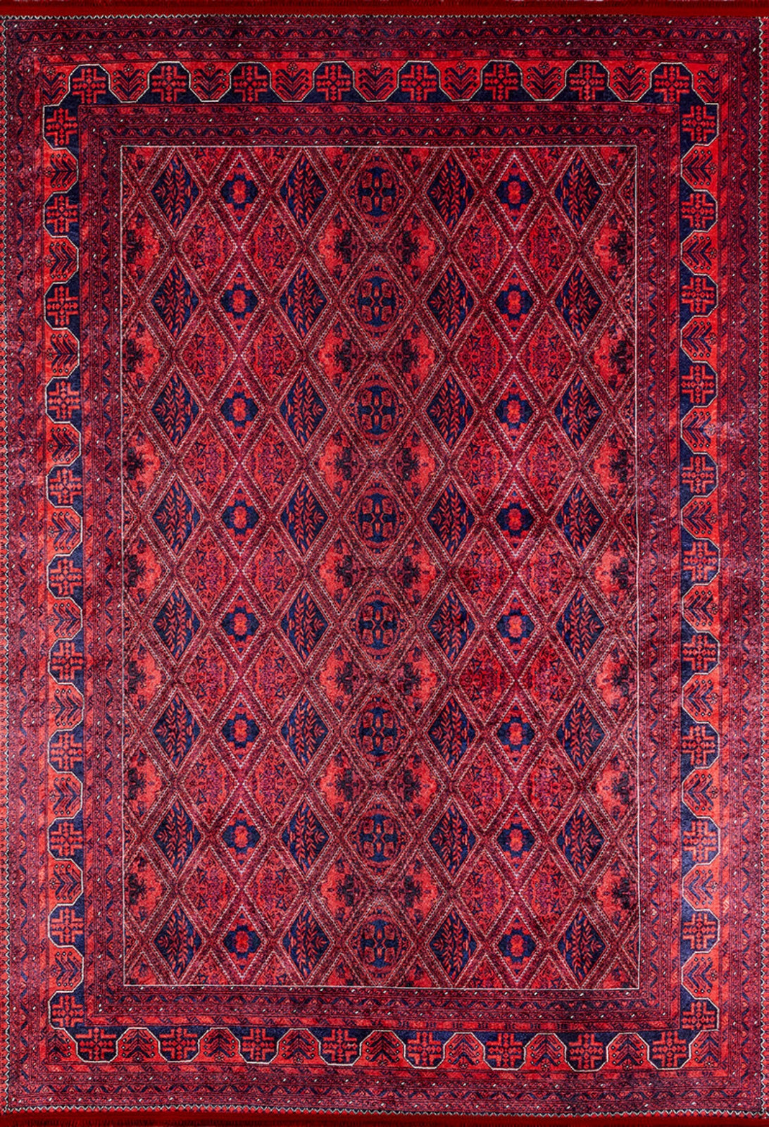 Classic Area Rug – Red Digital Print Rug With Antibacterial, Non Slip Backing