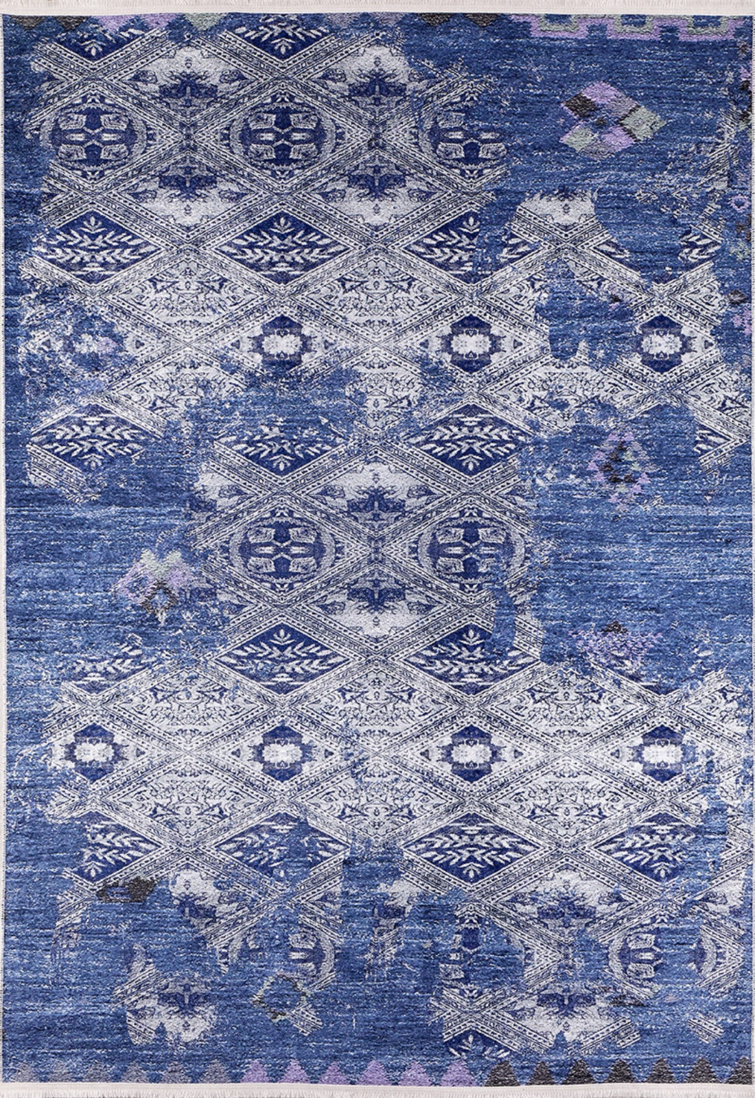 Modern Digital Area Rug – Blue Non Slip Washable Carpet for Living Room