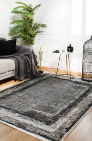 Modern Area Rug - Anthracite Digital Print Carpet | Non Slip, Antibacterial, Washable