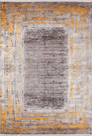 Yellow Frame Area Rug – Digital Print Non Slip Washable Carpet for Living Room