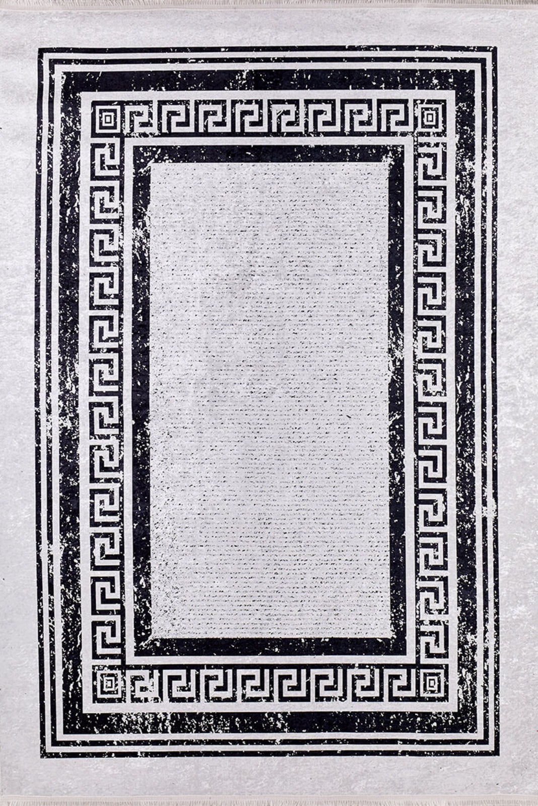 Digital Print Area Rug - Grey Frame Style Non Slip Antibacterial Carpet