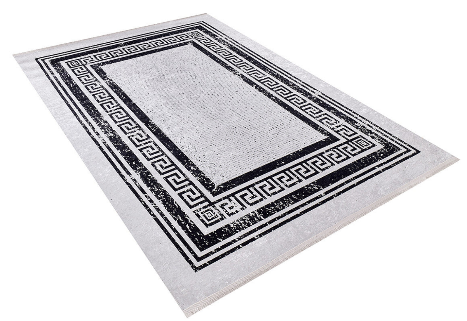 Digital Print Area Rug - Grey Frame Style Non Slip Antibacterial Carpet
