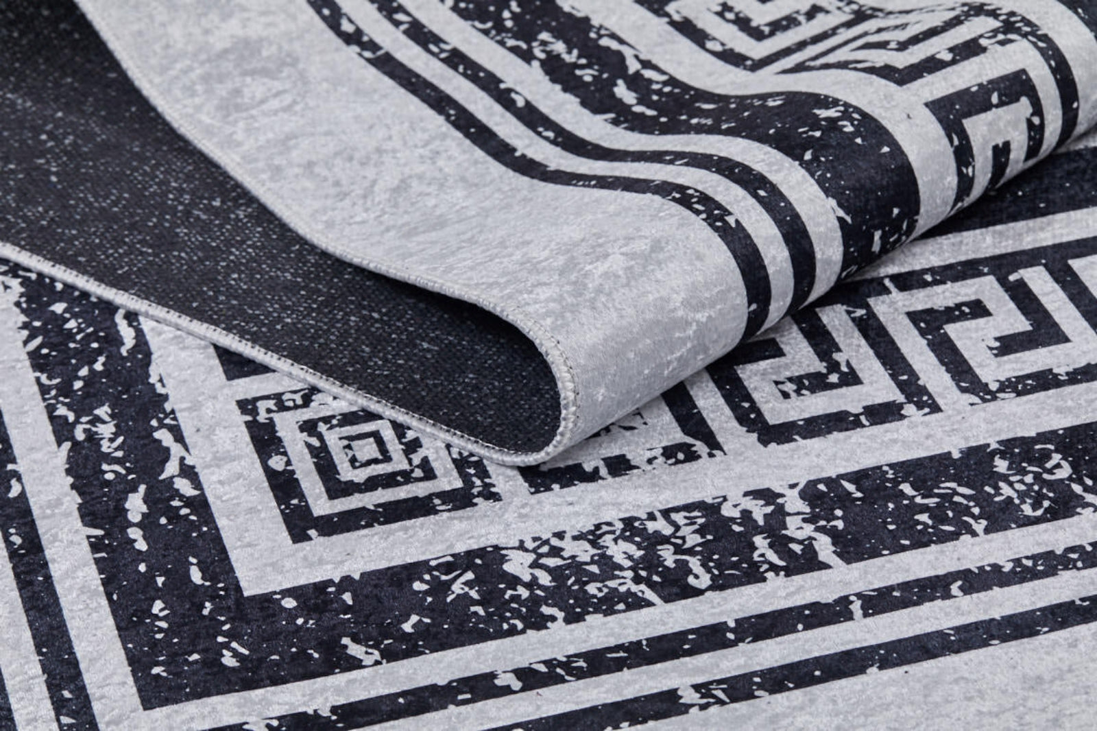 Digital Print Area Rug - Grey Frame Style Non Slip Antibacterial Carpet