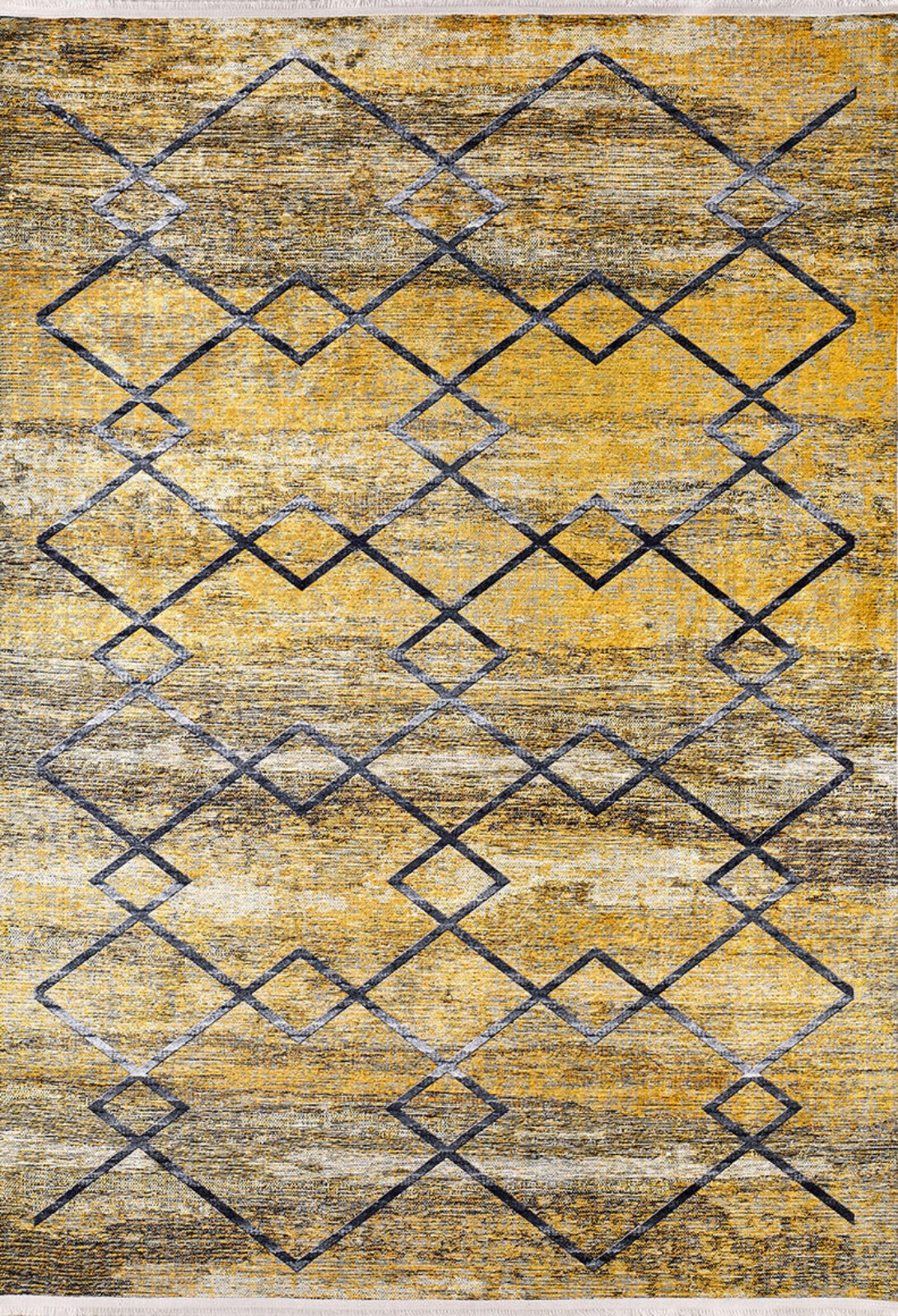 Yellow Geometric Area Rug - Digital Print Non Slip Antibacterial Carpet
