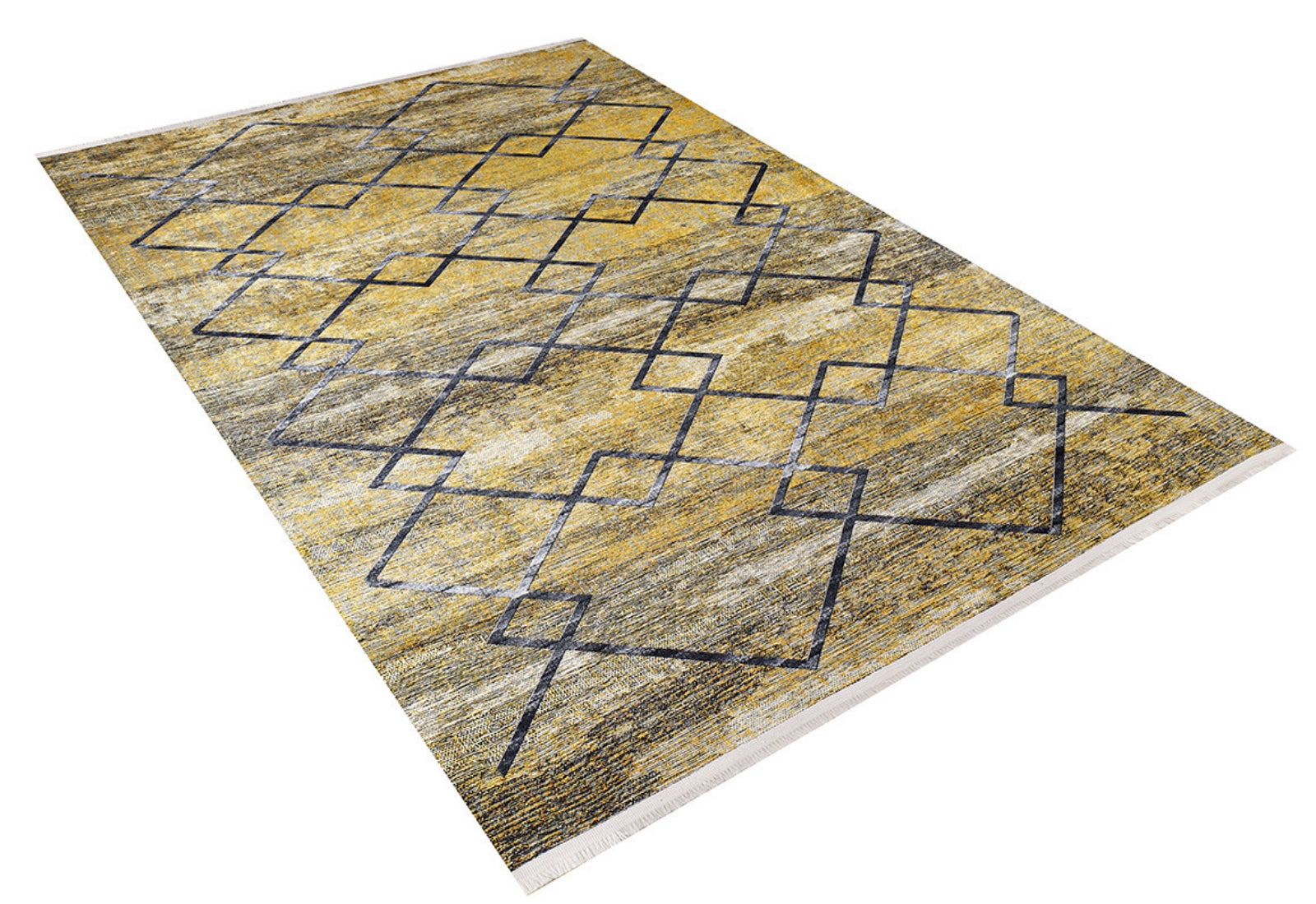 Yellow Geometric Area Rug - Digital Print Non Slip Antibacterial Carpet