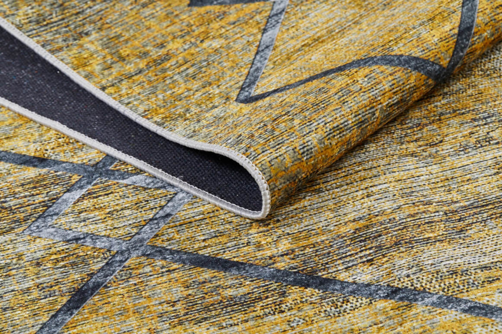 Yellow Geometric Area Rug - Digital Print Non Slip Antibacterial Carpet