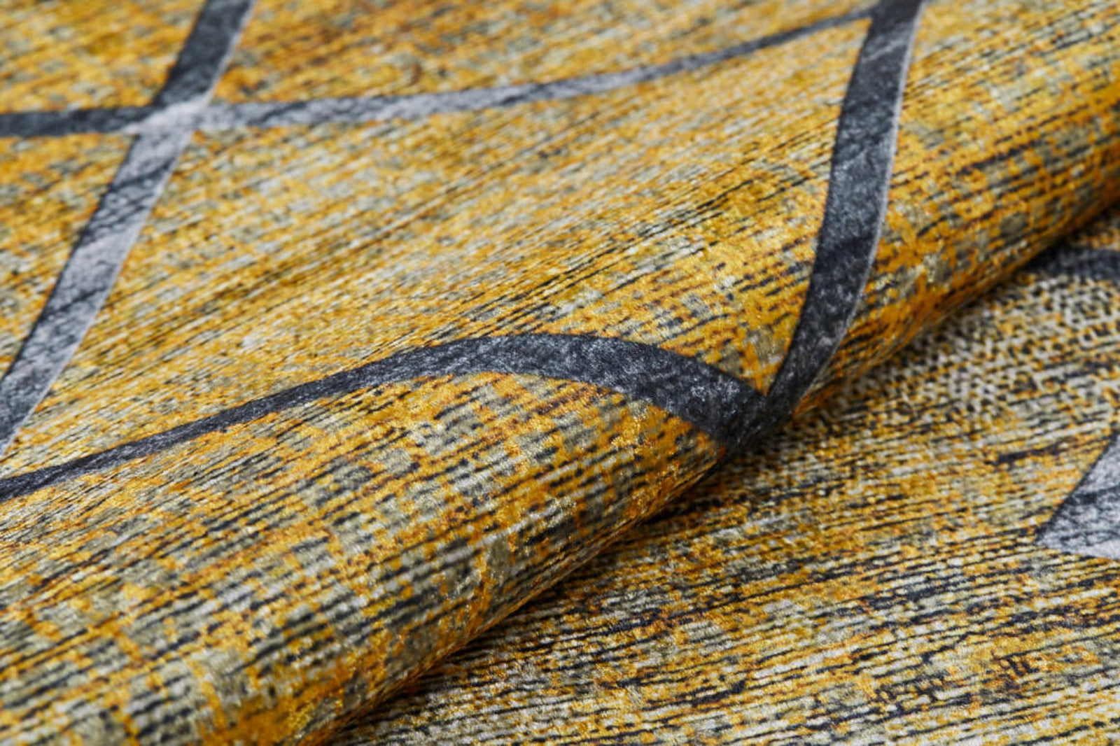 Yellow Geometric Area Rug - Digital Print Non Slip Antibacterial Carpet