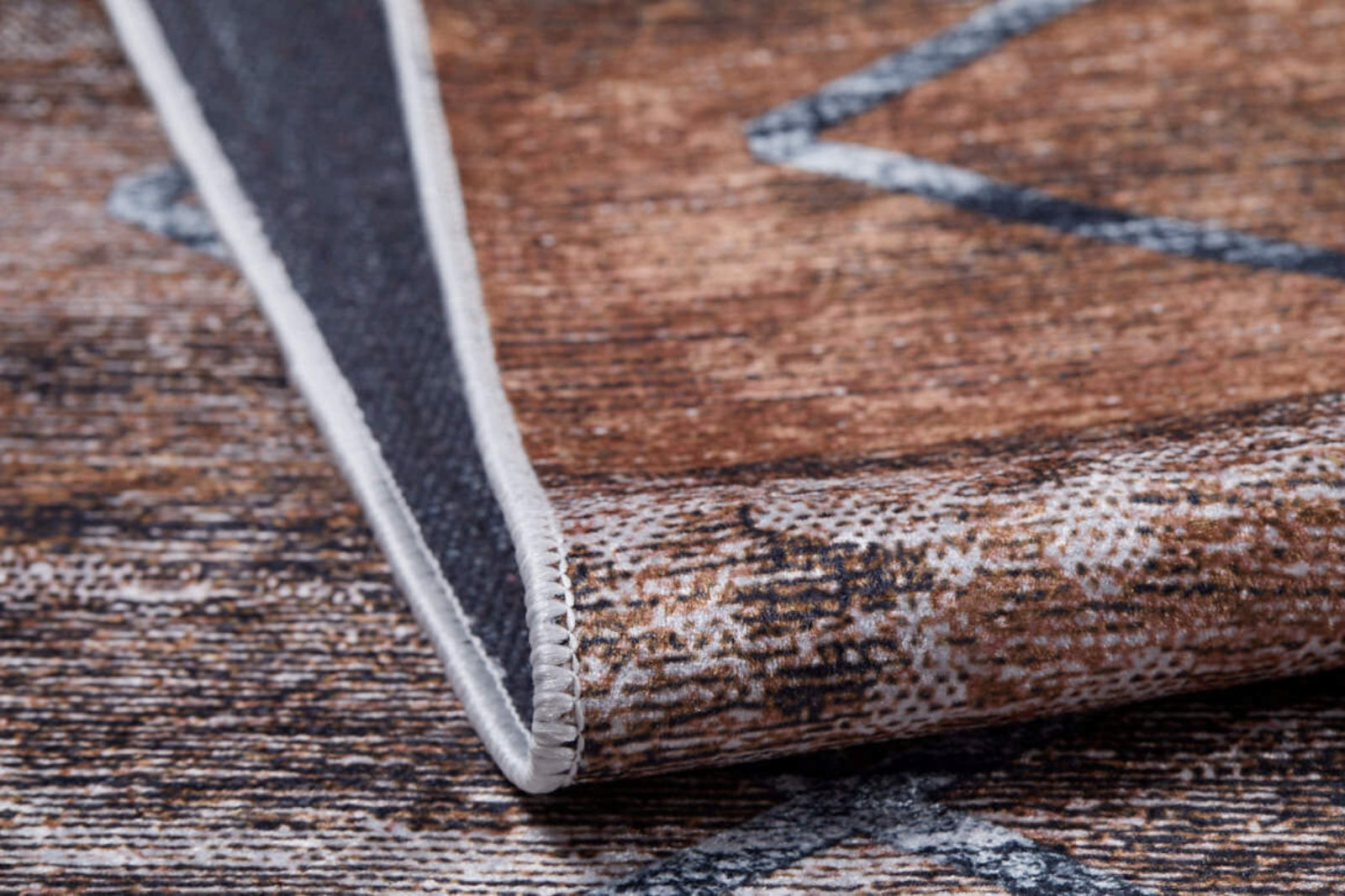 Geometric Area Rug - Brown Digital Print Rug | Non Slip, Washable, Antibacterial Floor Carpet