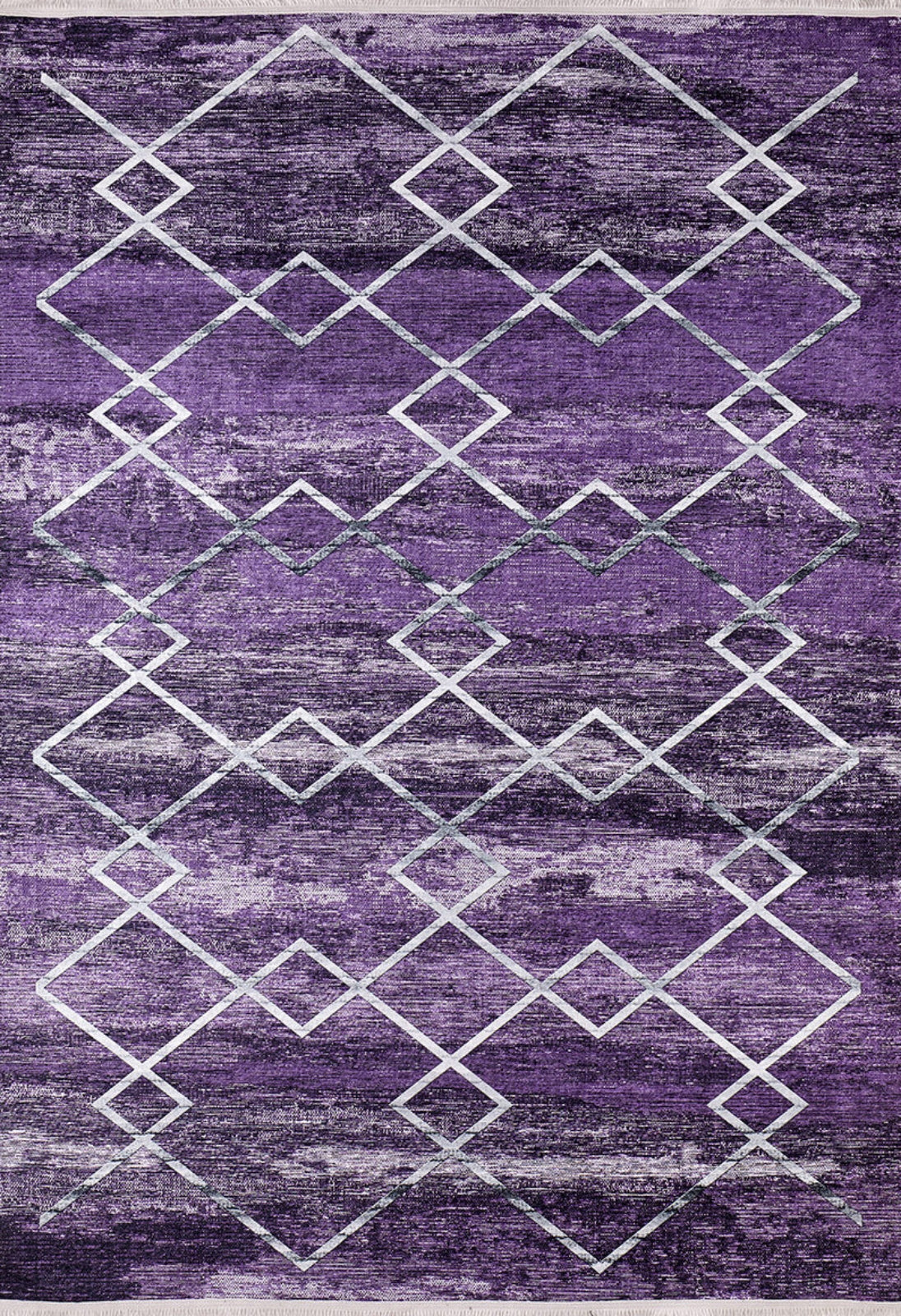 Purple Geometric Area Rug - Digital Print Non Slip Modern Floor Carpet