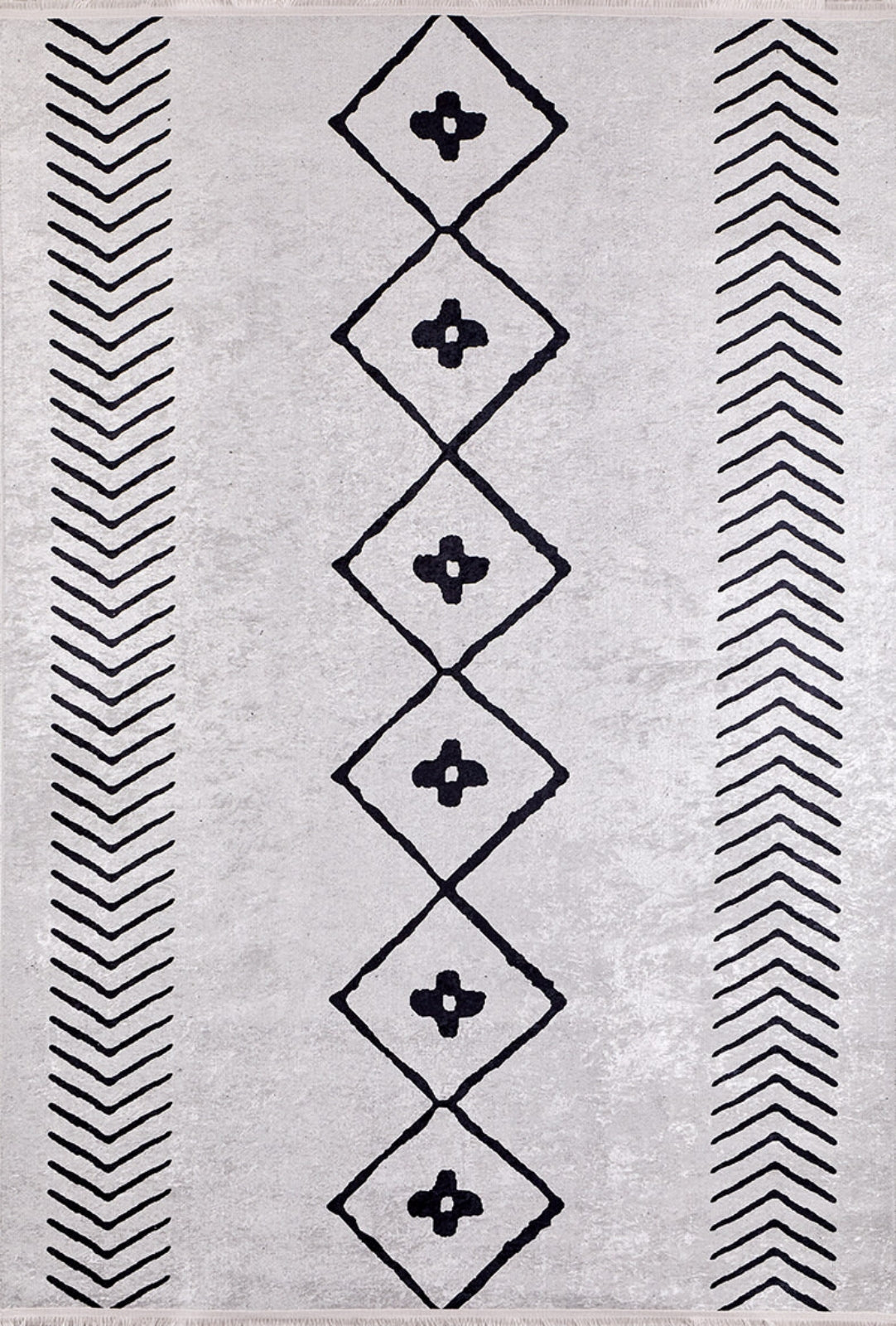 Grey Geometric Area Rug – Digital Print Non Slip Carpet for Living Room
