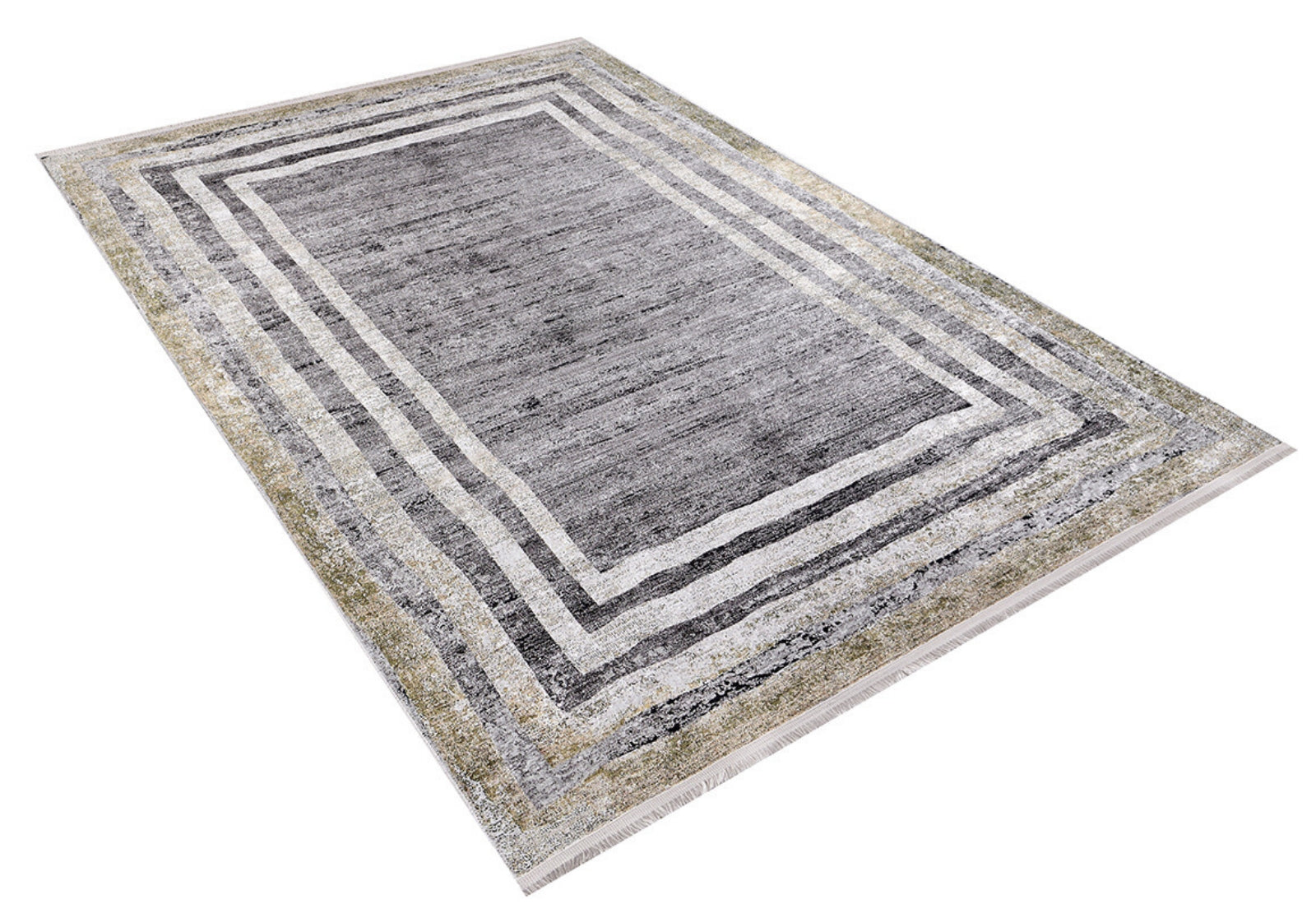 Grey Frame Area Rug - Digital Print Non Slip Carpet | Antibacterial Washable Carpet