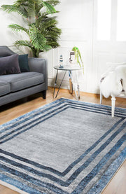 Navy Frame Area Rug – Digital Print Rug | Antibacterial, Non Slip, Stylish Carpet