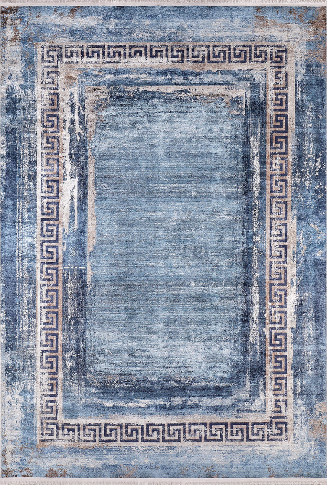 Blue Frame Area Rug – Non Slip Digital Print Rug | Antibacterial Carpet, Dust Free