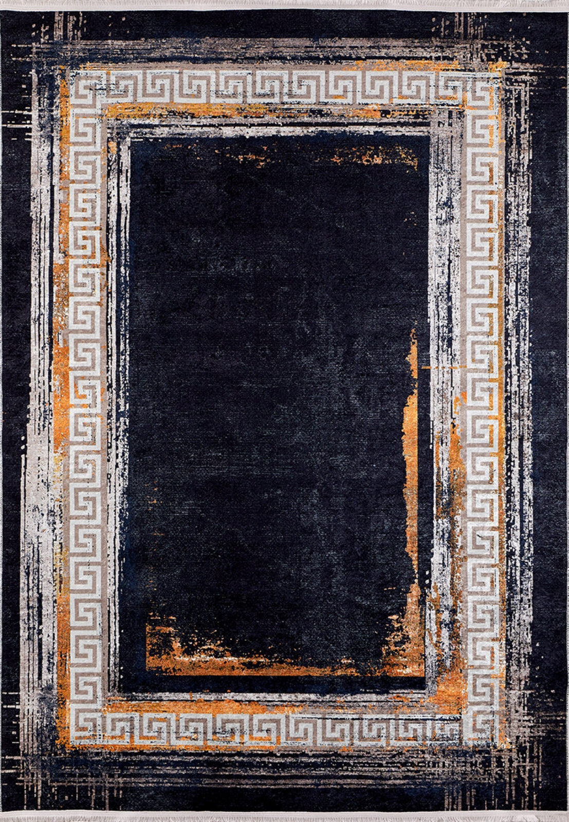Balakovo Black Frame Digital Print Area Rug