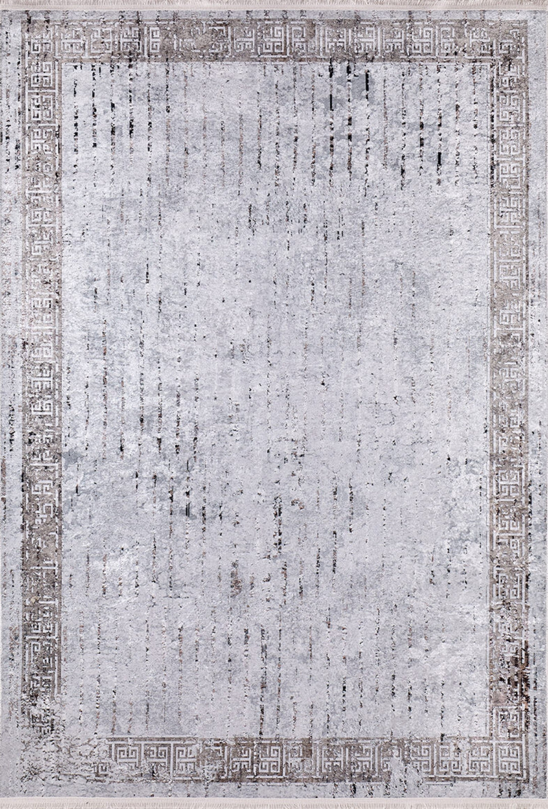 Digital Print Area Rug – Grey Frame Style Non Slip Carpet for Living Room
