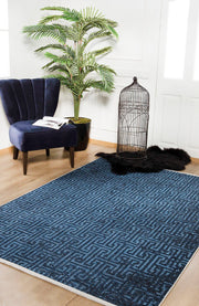 Navy Geometric Area Rug | Antibacterial Carpet, Digital Design Carpet for Home Decor