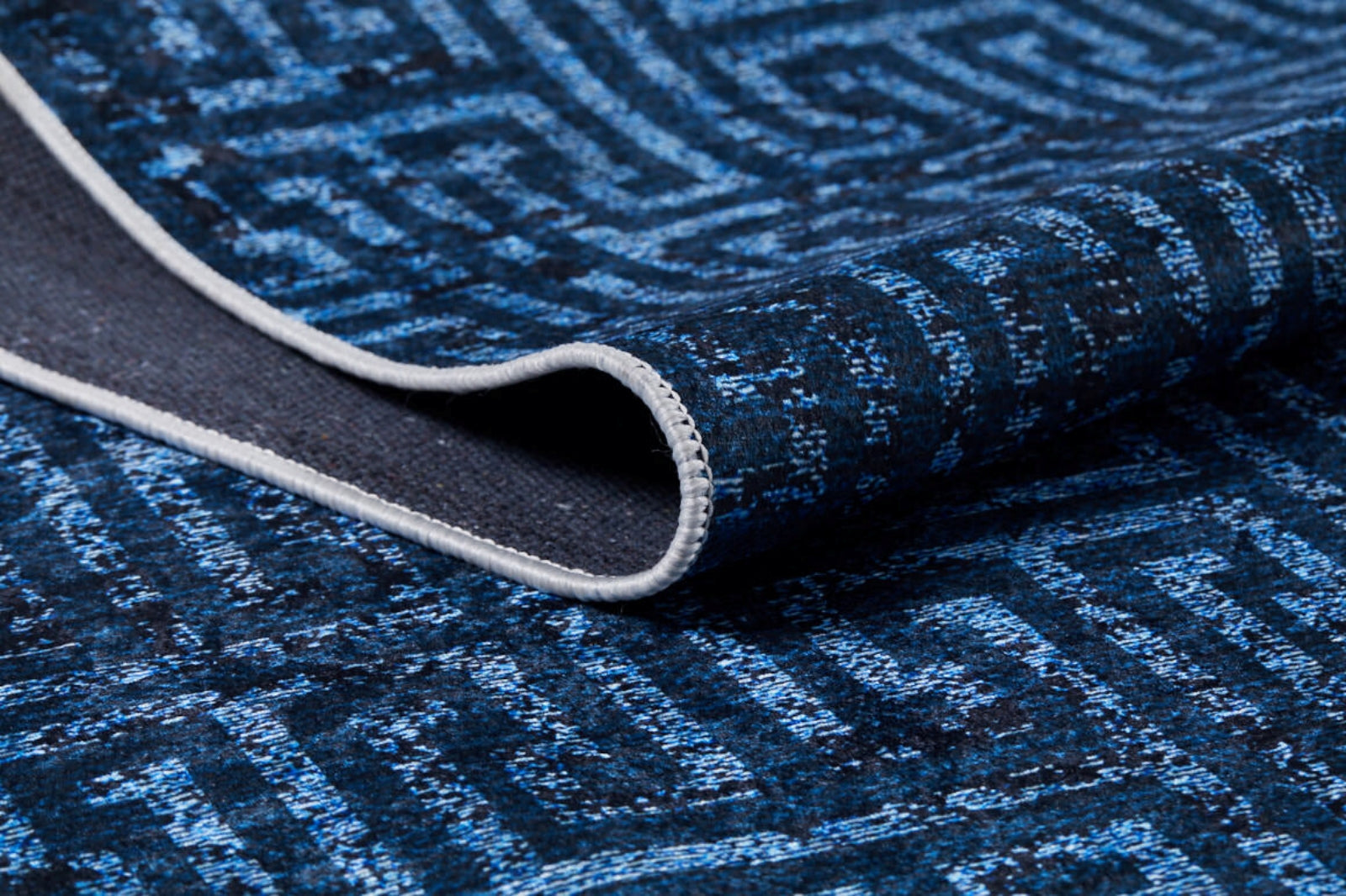Navy Geometric Area Rug | Antibacterial Carpet, Digital Design Carpet for Home Decor