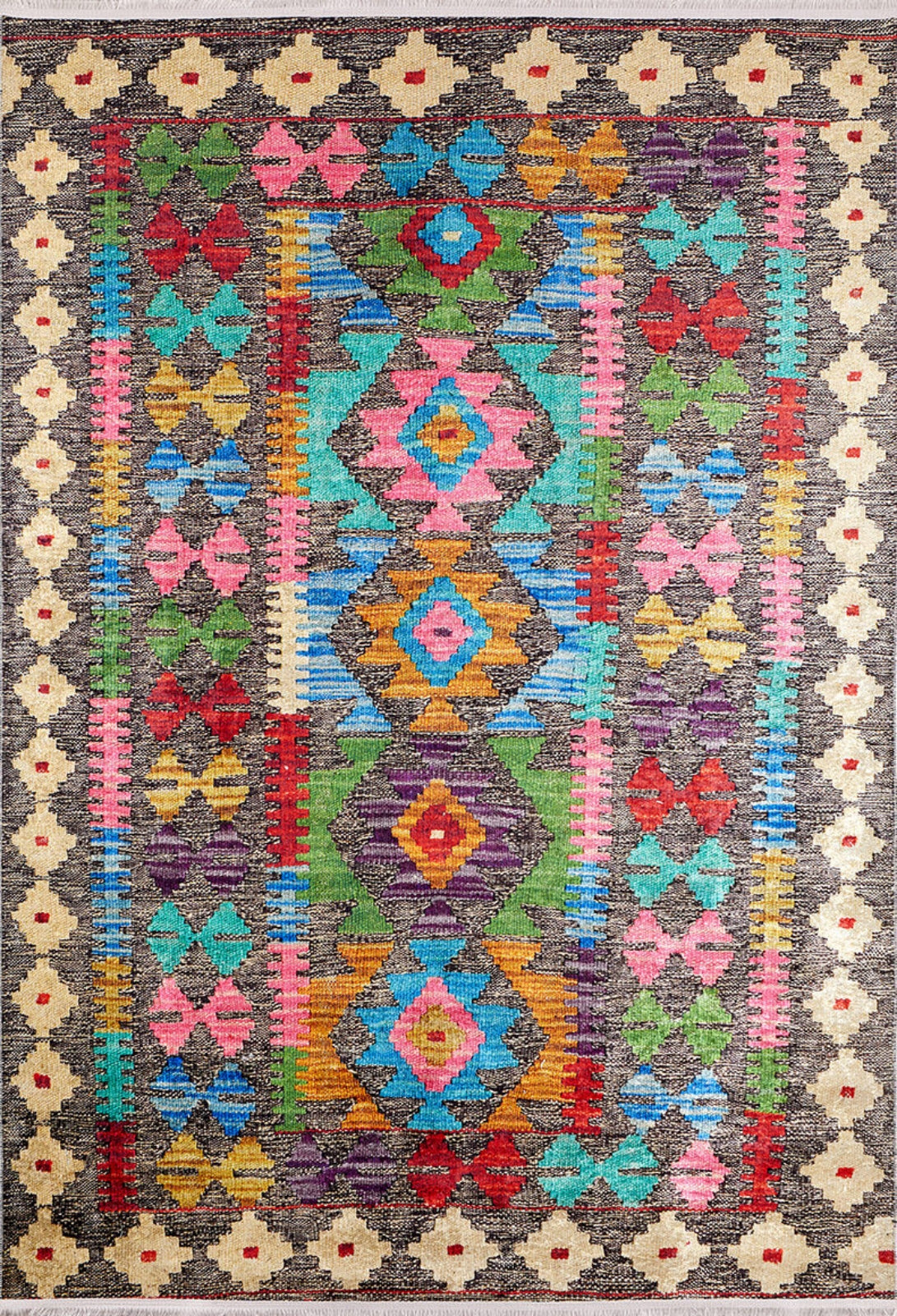 Geometric Area Rug - Brown Digital Print Non Slip Washable Carpet for Living Room