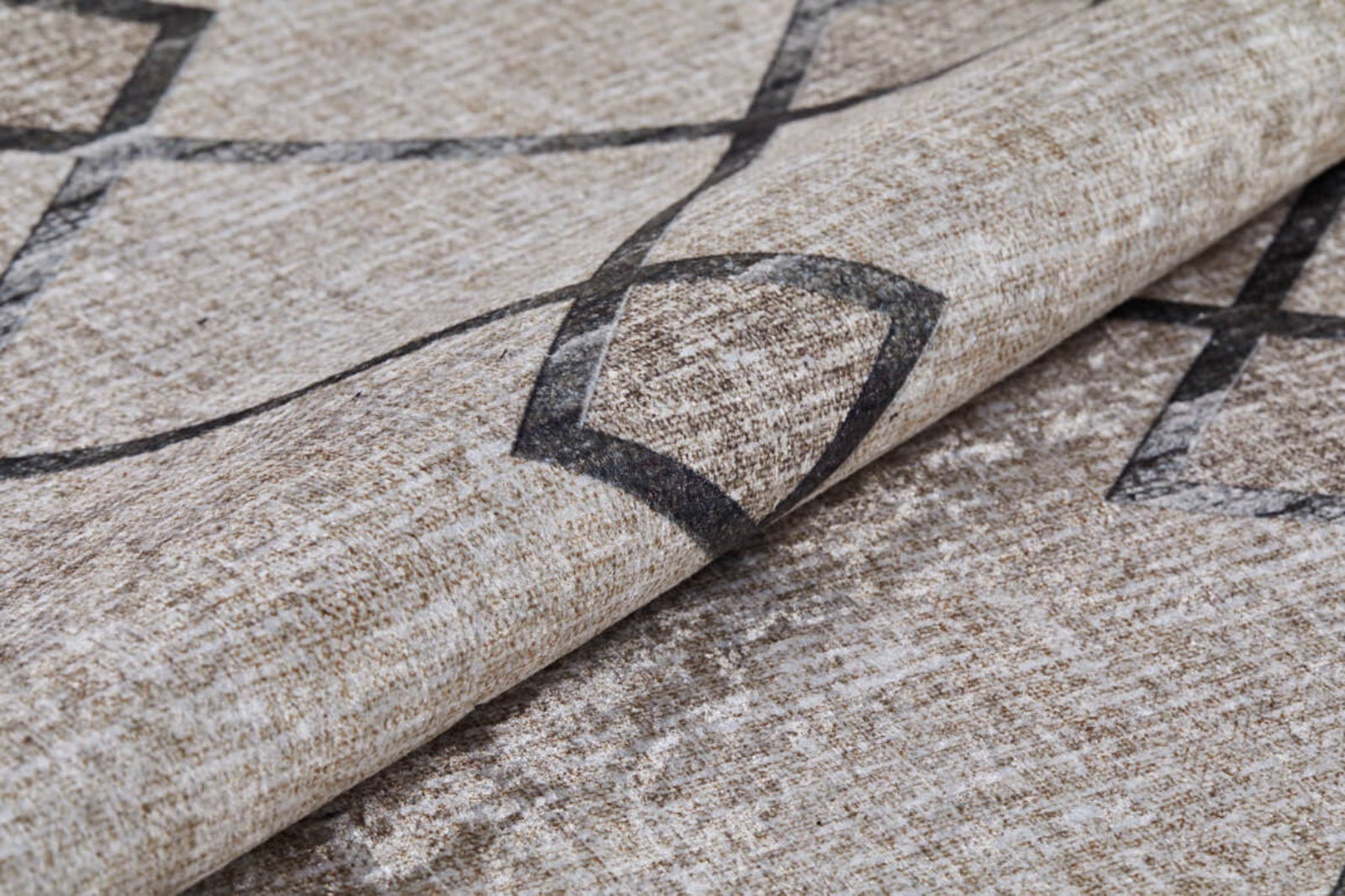 Beige Geometric Area Rug – Digital Print Modern Non Slip Carpet for Living Room