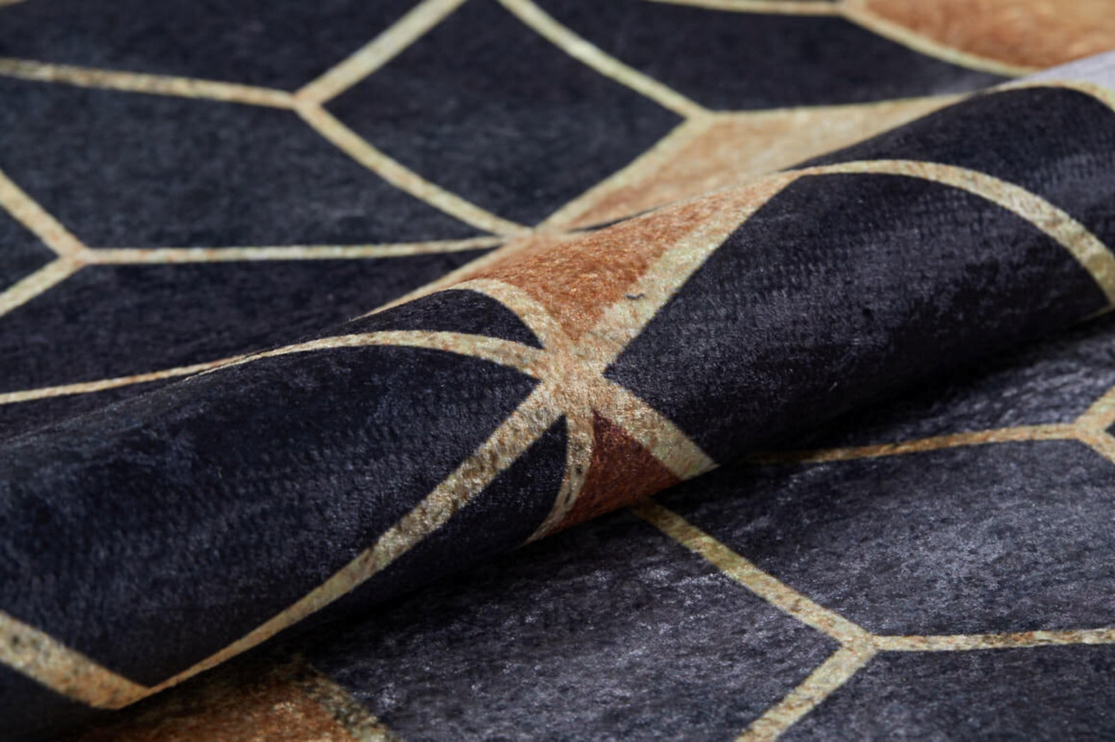 Geometric Area Rug - Anthracite Digital Print Non Slip Carpet for Living Room