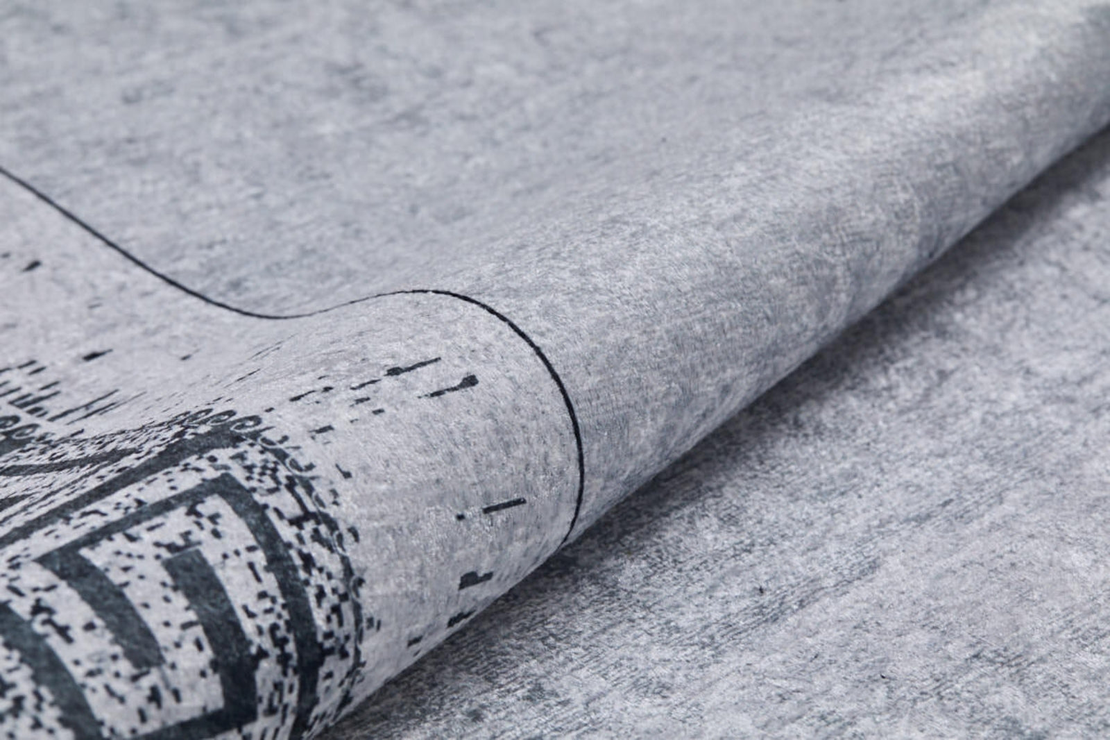 Grey Digital Print Rug - Stylish Frame Area Rug, Non Slip Washable Carpet