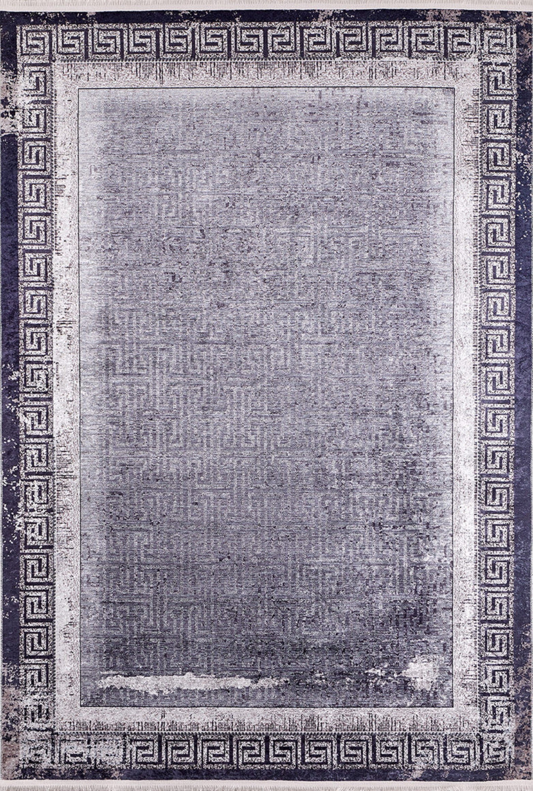 Digital Print Area Rug - Anthracite Frame Design, Non Slip Antibacterial Carpet
