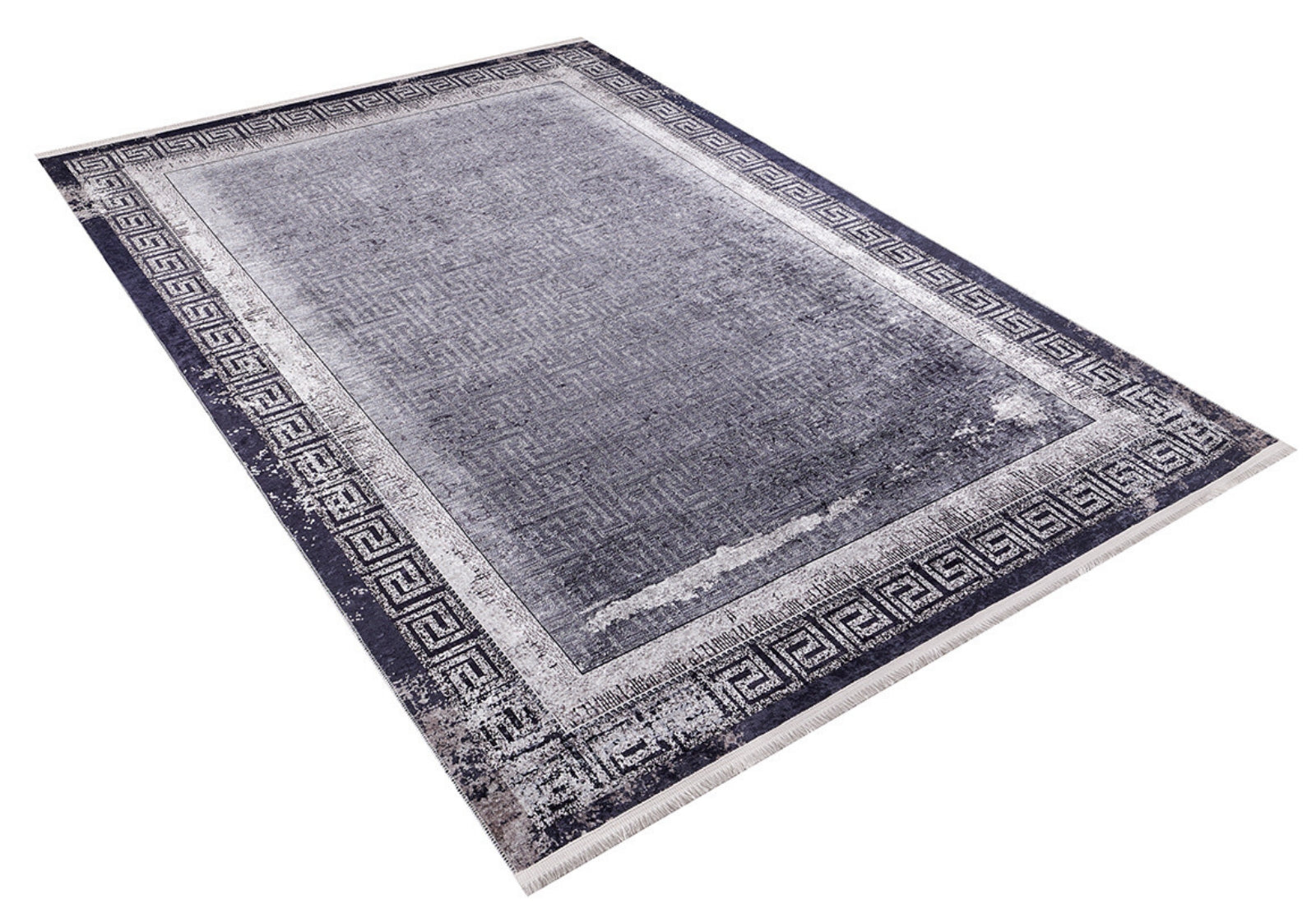 Digital Print Area Rug - Anthracite Frame Design, Non Slip Antibacterial Carpet