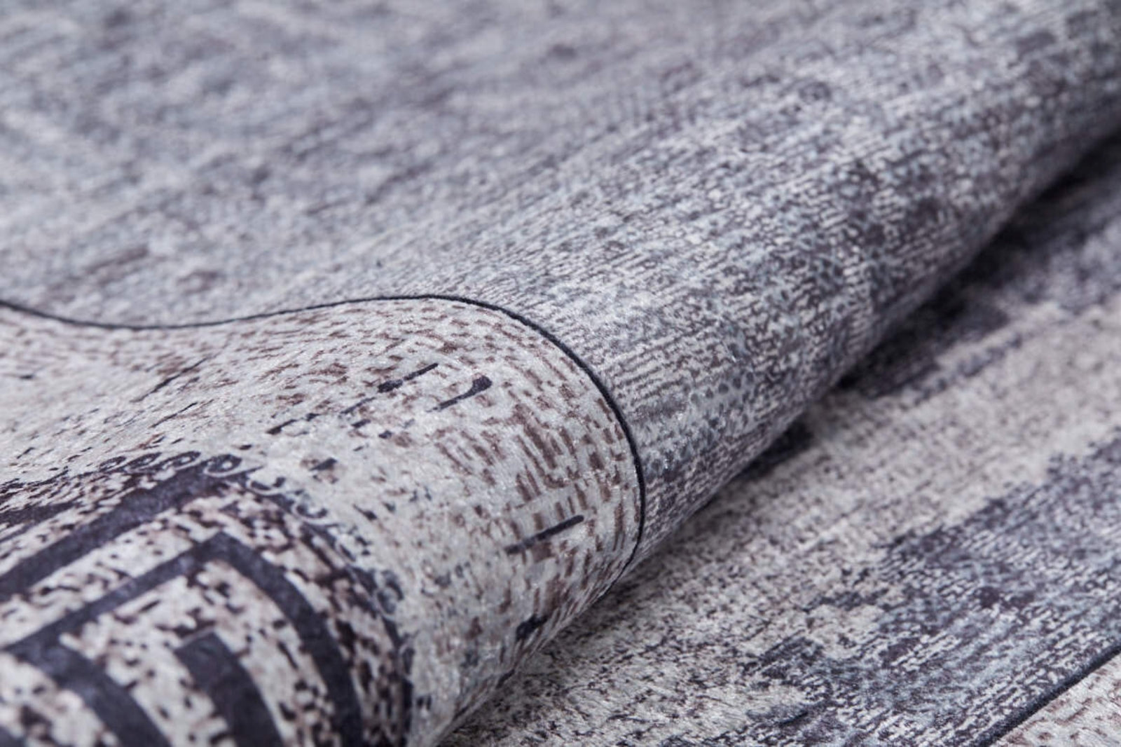 Digital Print Area Rug - Anthracite Frame Design, Non Slip Antibacterial Carpet