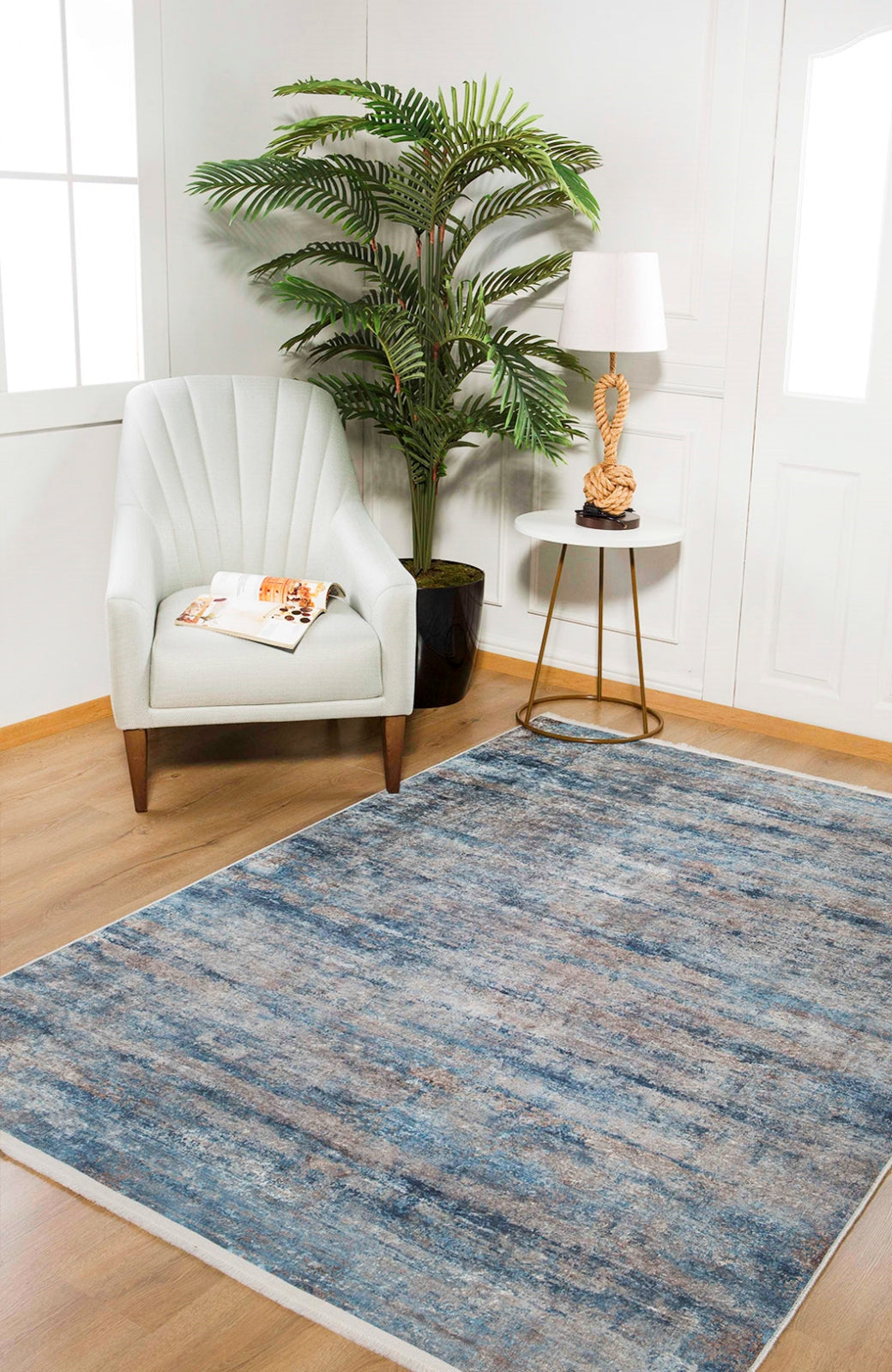 Modern Area Rug - Blue Digital Print Rug | Antibacterial, Non Slip, Washable Carpet