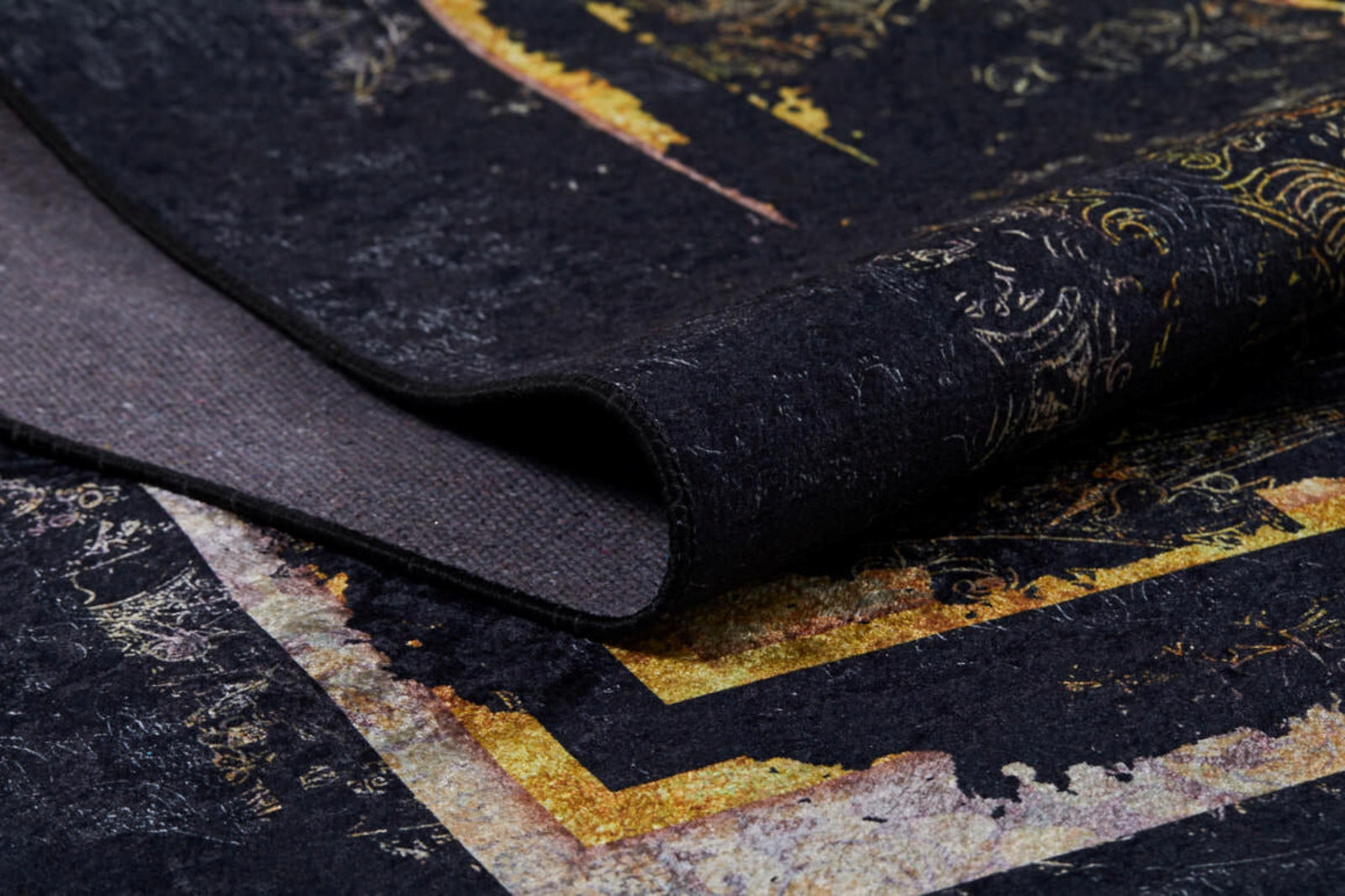 Black Frame Area Rug – Digital Print Rug | Non Slip, Antibacterial Carpet