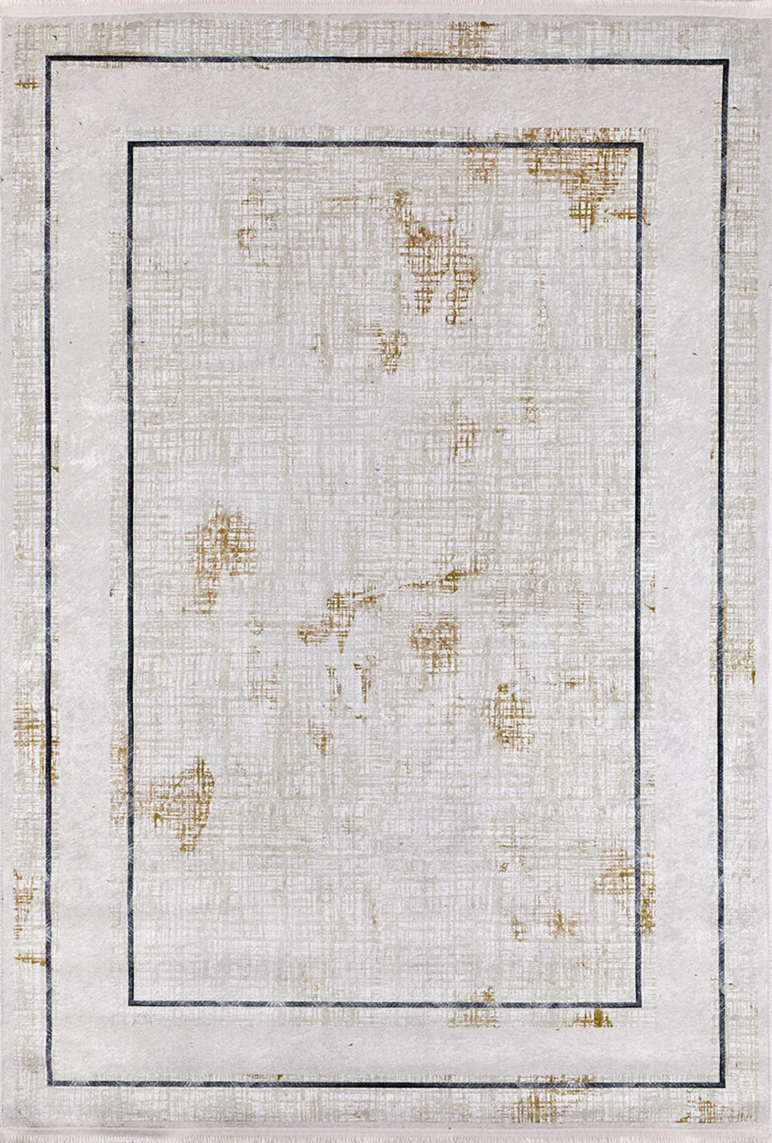Cream Area Rug - Digital Print Frame Design Carpet | Non Slip, Antibacterial, Washable